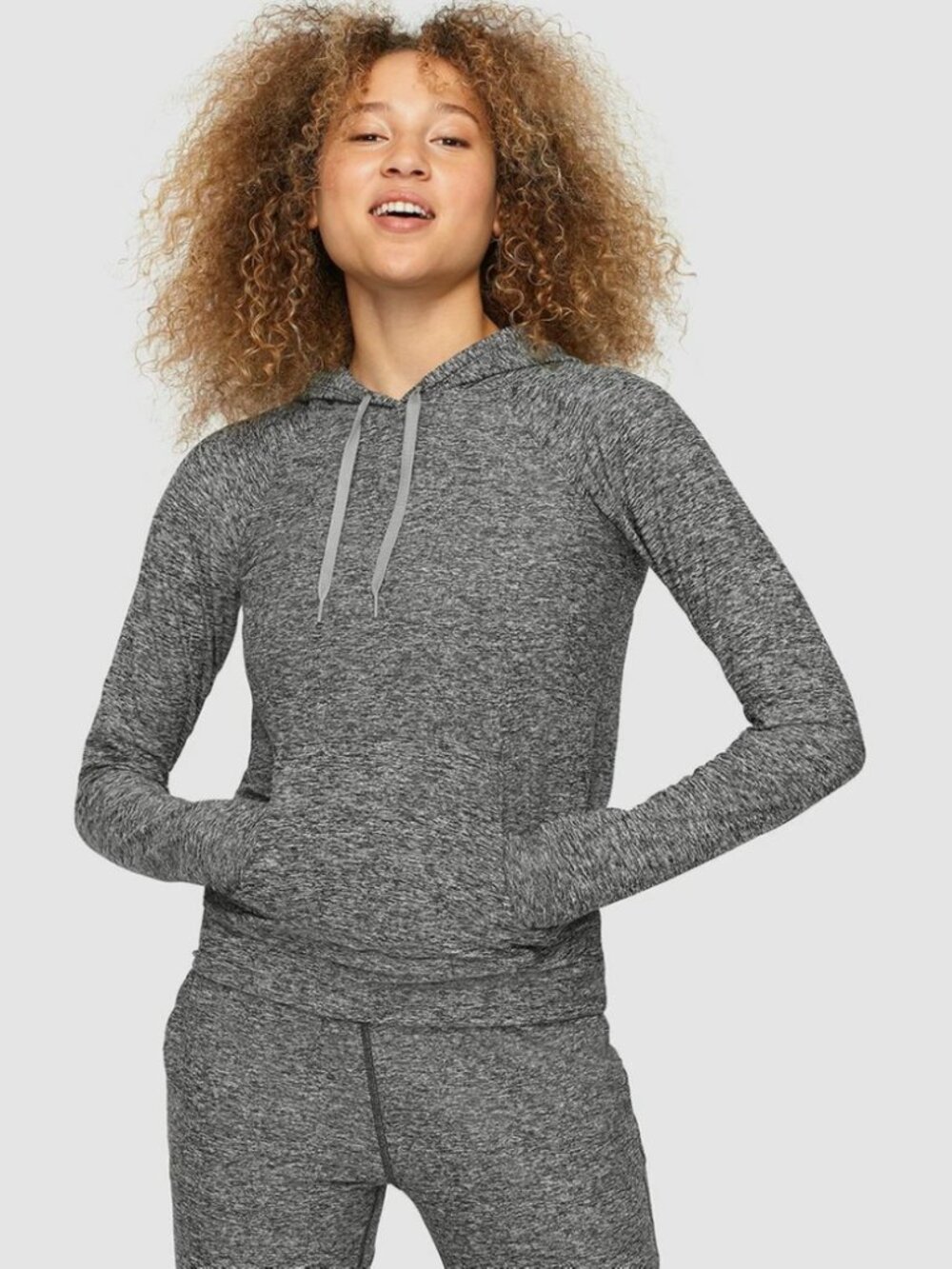 Outdoor Voices Heather Gray All Day Hoodie Athleisure Thumbholes Running Small